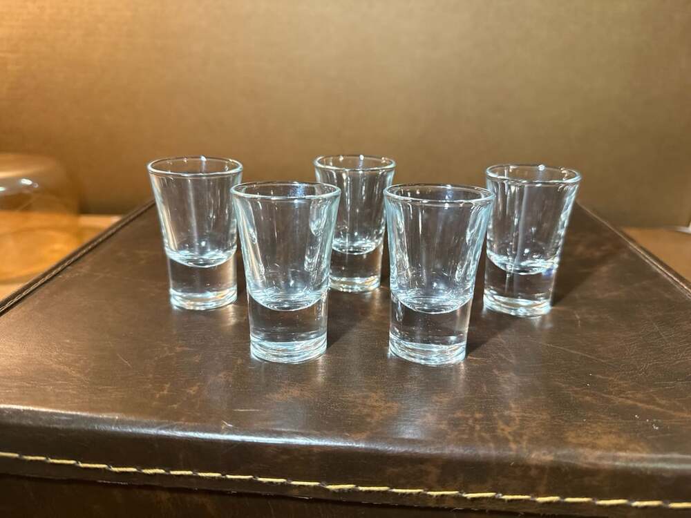 Bormioli Rocco Ypsilon Shot Glasses Set of 5 Clear Glass Heavy Bottom 2 oz